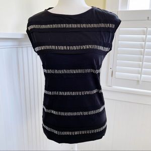 Ann Taylor Petites Black Beaded Sleeveless Blouse Women’s Size Medium Petite